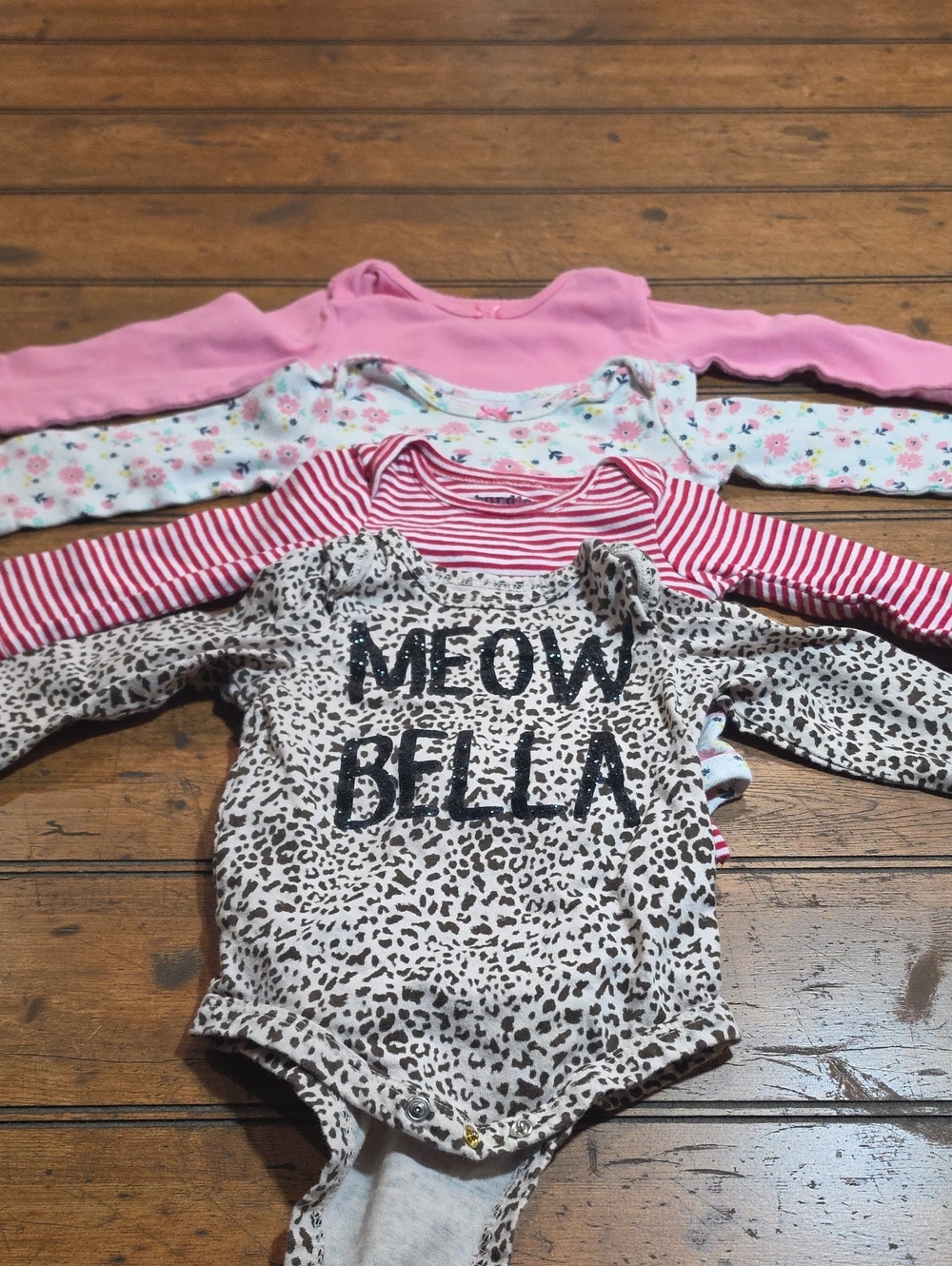Girls Long-Sleeve Leopard Print One-Piece Bodysuit - Pink/Beige